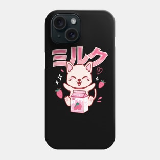 Cat Kawaii Anime Japanese Strawberry Milk Shake Phone Case