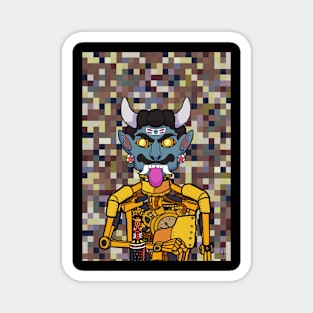 Majestic Golden RobotMask NFT with IndianEye Color and GoldItem - Explore the Beauty of PixelGlyph Art Magnet