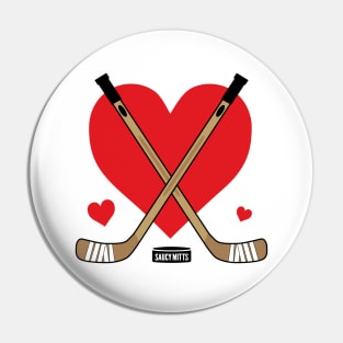 Love Heart Hockey Sticks Pin