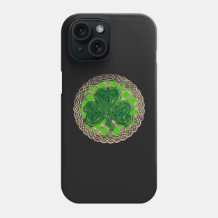 Celtic Knot Shamrock Green Background Phone Case