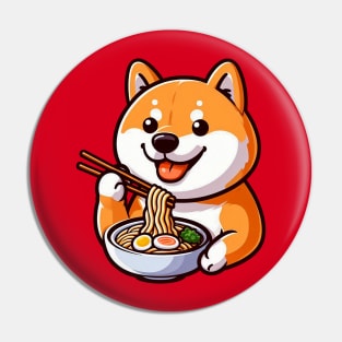 Shiba Inu Loves Ramen Pin