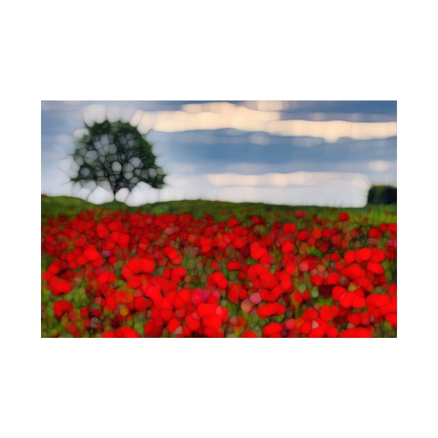 Poppy field and Single tree by redwitchart