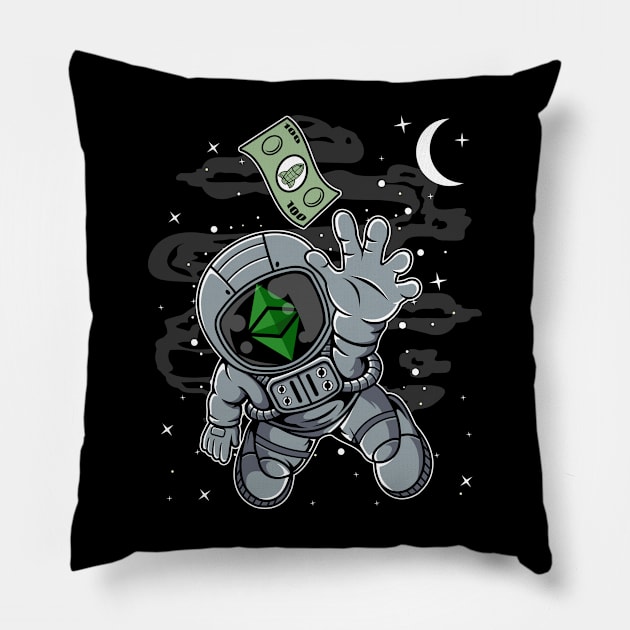 Astronaut Reaching Ethereum Classic ETH Coin To The Moon Crypto Token Cryptocurrency Blockchain Wallet Birthday Gift For Men Women Kids Pillow by Thingking About