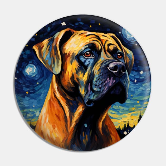 Boerboel Night Portrait Pin by NatashaCuteShop