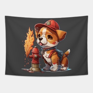 Firefighter dog of the fire hydrant Tapestry