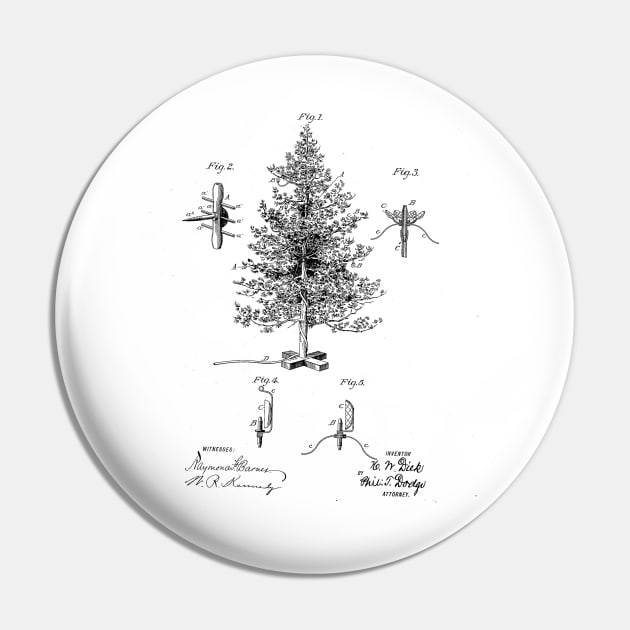 Christmas Tree Design Vintage Patent Drawing Pin by skstring