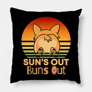 Suns out Buns Out Corgi Sunset Pillow