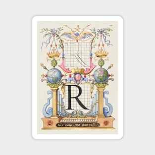 Antique 16th Century "R" Monogram Calligraphy Magnet