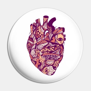 Peach Transparent Heart Pin