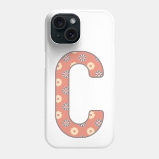 MONOGRAM LETTER C PINK FLORAL TYPOGRAPHY DESIGN Phone Case