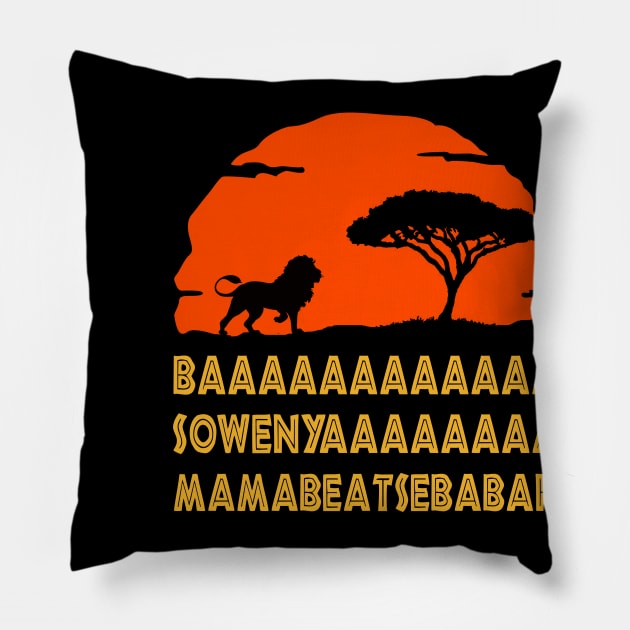 BAAAA SOWENYA BABABEATSEBABAH Lion King African Pillow by scribblejuice