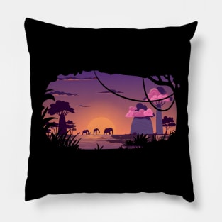 Safari sunset graphic, wild life nature lover, outdoor adventure travel trip novelty, Men Women Pillow