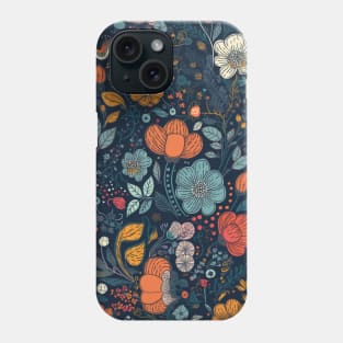 Doodle flowers in classic blue Phone Case