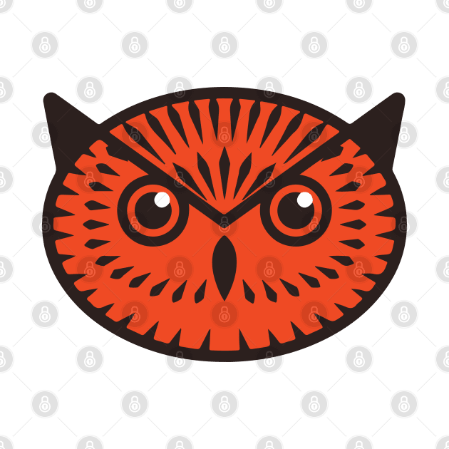 A Red Owl Face & Head with Angry Look but Seems Funny & Cute by ActivLife