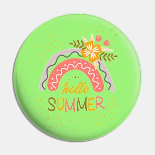 Hello Summer Flowers Logo Pin