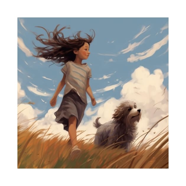 Windy Day to walk her dog by Liana Campbell