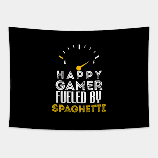 Funny Saying Happy Gamer Fueled by Spaghetti Sarcastic Gaming Tapestry