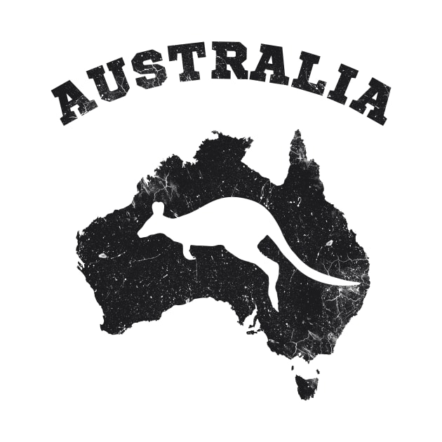 Australia Kangaroo Vintage Patriotic Map by Foxxy Merch