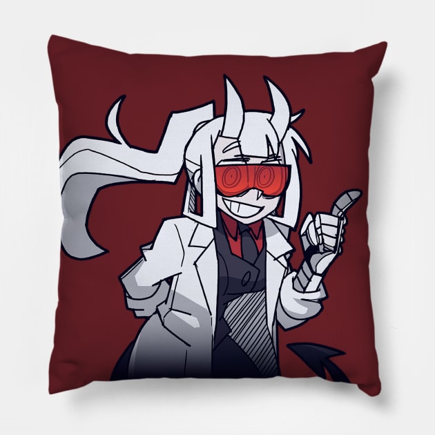 loremaster happy examtaker (helltaker) Pillow by wark