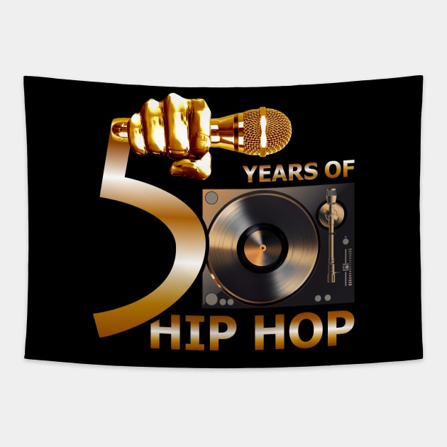 Original 50 Years of Hip Hop Classic W Turntable Tapestry by Profit