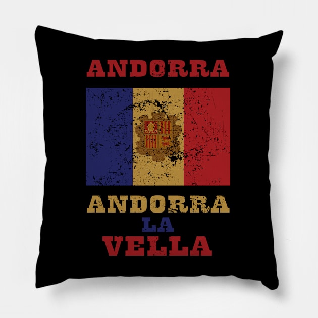 Flag of Andorra Pillow by KewaleeTee