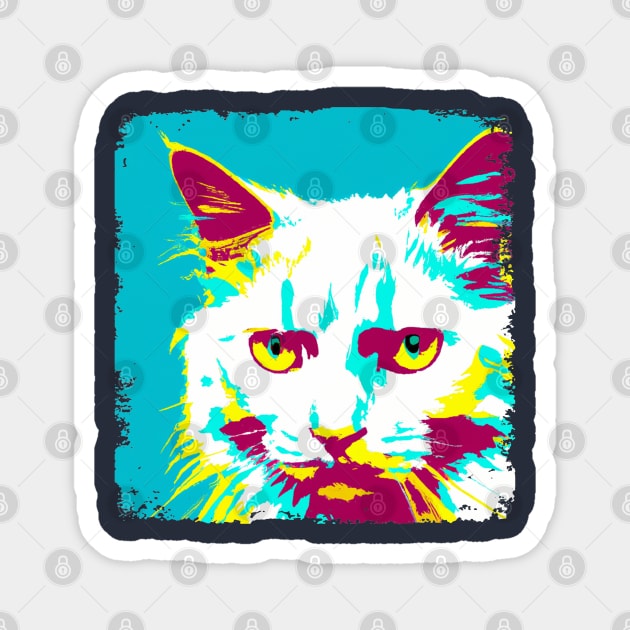 Turkish Angora Pop Art - Cat Lover Gift Magnet by PawPopArt