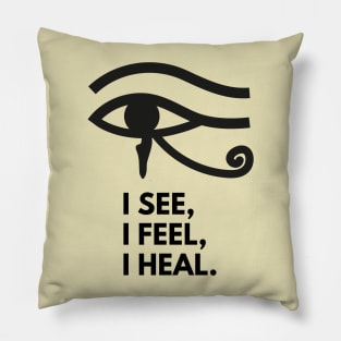 Eye of Horus I See I Feel I Heal - Left Eye Protection Charm, Healing, Health, Total Vision, Yoga, Zen, Meditation Pillow