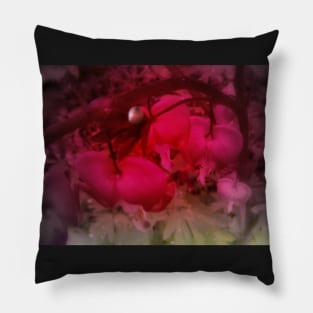 red tinted red bleeding hearts Pillow