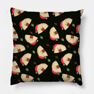 Adorable Christmas pierogi polish dumplings in santa hats Pillow