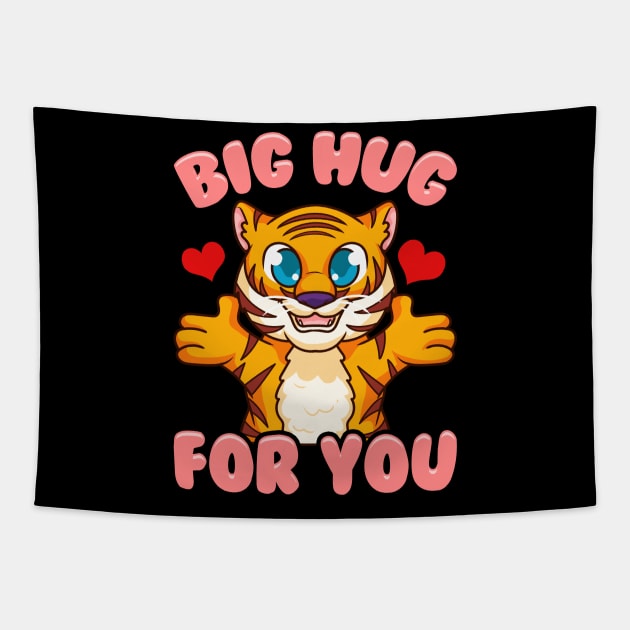 Cute & Funny Big Hug For You Adorable Baby Tiger Tapestry by theperfectpresents