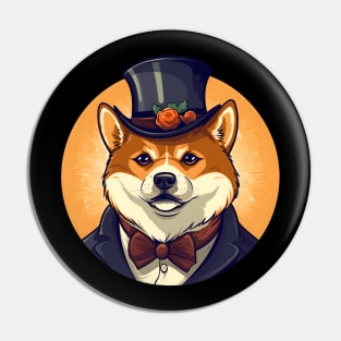 Shiba Inu with Top Hat Pin