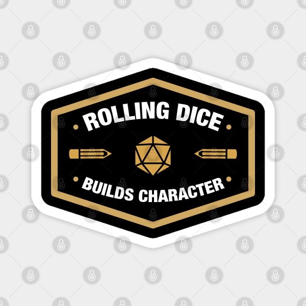 Rolling Dice Builds Character - RPG Roleplay Magnet by pixeptional