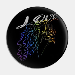 LGBTQ, Girls, Kiss, Gay, Rainbow Colors, Tee Pin