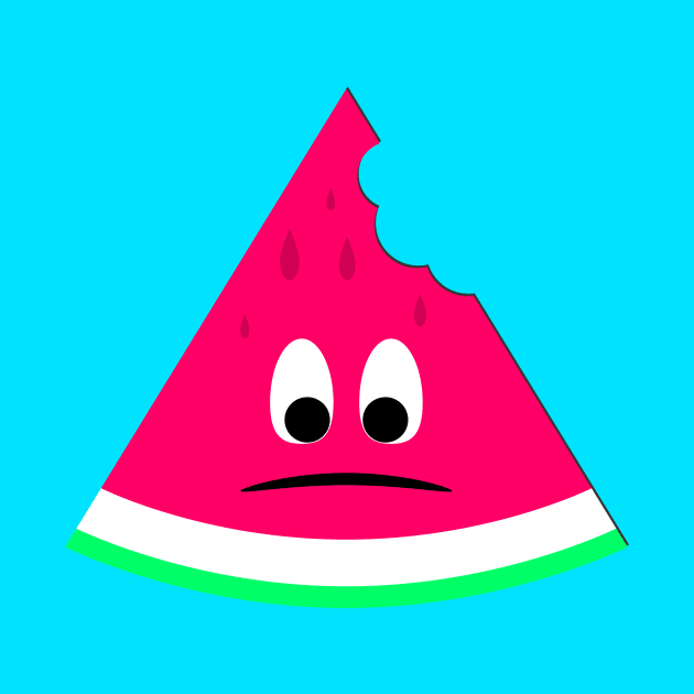 Cute sad bitten piece of watermelon by PLdesign