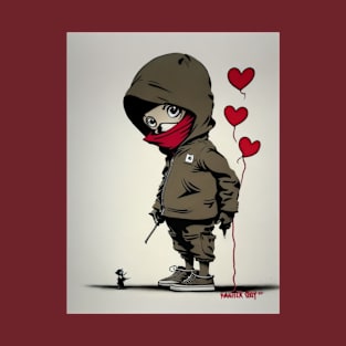 Banksy Heart Balloon Boy Valentines T-Shirt