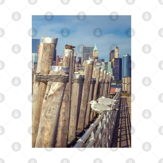 Seagulls Manhattan Skyline Liberty Island New York City by eleonoraingrid