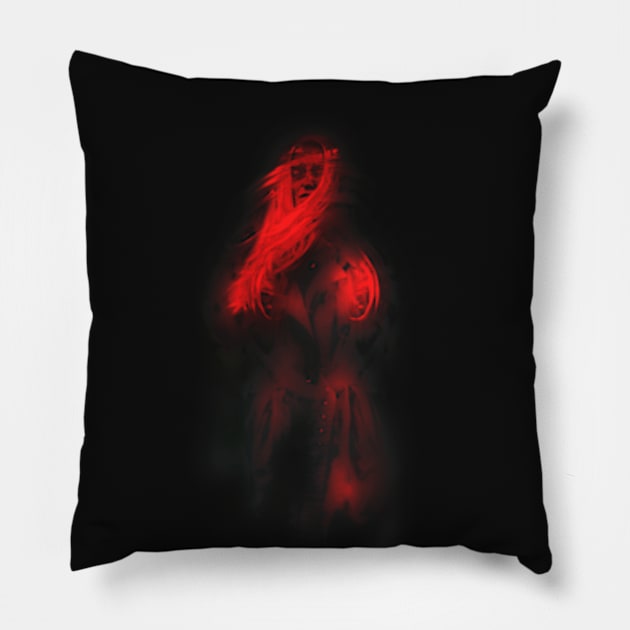 Beautiful girl, like in dream. Beautiful tufts of hair. Bright red. Dark. Pillow by 234TeeUser234