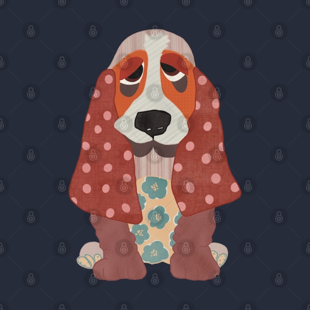 Hamish the Appliqué Patchwork Basset Hound Puppy with florals and polka dots by NattyDesigns