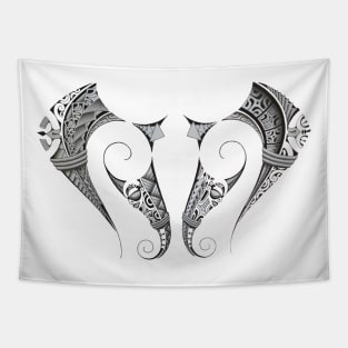 Manta ray Polynesian modern tattoo art Tapestry