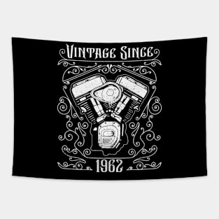 Vintage Since 1962 Motorcycle Biker Birthday Tapestry