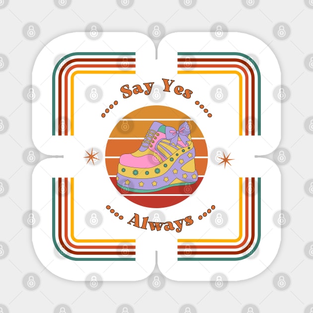 Say Yes Always Line Retro Rainbow Magnet by Color by EM