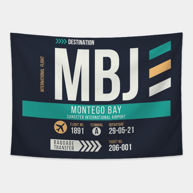 Montego Bay (MBJ) Airport Code Baggage Tag Tapestry by SLAG_Creative