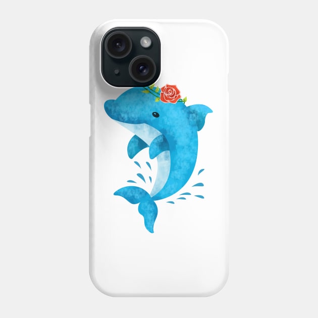 Cute Dolphin Jumping - Cute animal cartoon Phone Case by lunamoonart