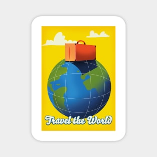 Travel the world retro travel poster. Magnet