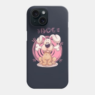 dog holding bone cartoon Phone Case