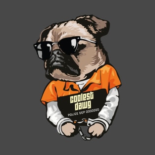 Coolest Handcuffed Pug With Black Shades Design For You Coolest Friend T-Shirt