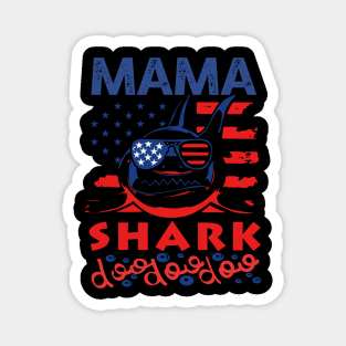 Mama Shark American Flag July Of 4th Magnet