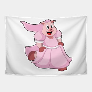 Pig as Bride with Wedding dress Tapestry