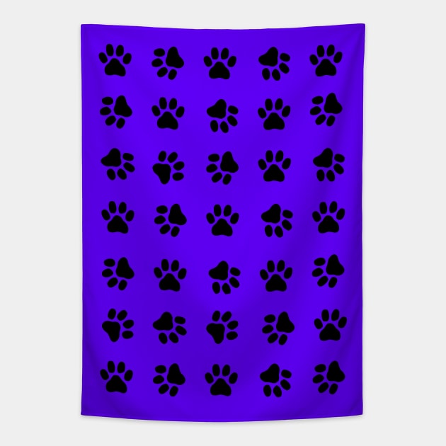 DOG Paw Print Black Tapestry by SartorisArt1