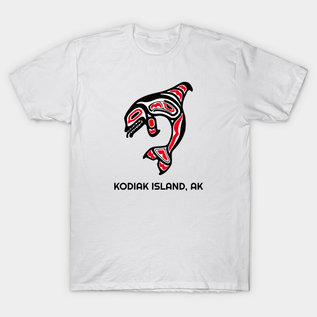 Disover Kodiak Island, Alaska Red Orca Killer Whales Native American Indian Tribal Gift - Orca Whales Lovers - T-Shirt